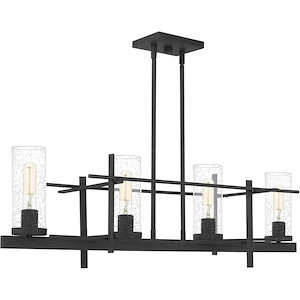 4 Light Linear Chandelier in Transitional style - 38 Inches wide by 16 Inches high