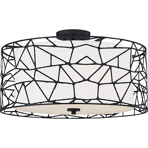 4 Light Semi-Flush Mount in Transitional style - 15 Inches wide by 14.25 Inches high