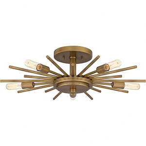 5 Light Semi-Flush Mount In Modern Style-6.5 Inches Tall and 22 Inches Wide