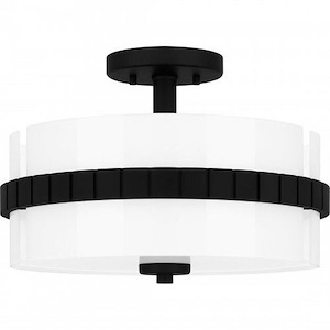 2 Light Semi-Flush Mount In Modern Style-9.5 Inches Tall and 14 Inches Wide