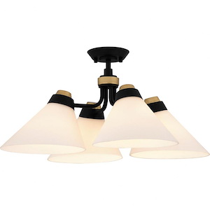 4 Light Semi-Flush Mount In Coastal Style-11 Inches Tall and 24.5 Inches Wide