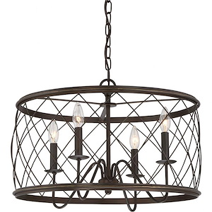 Dury Pendant 4 Light - Caged Drum Shade - 14.5 Inches high