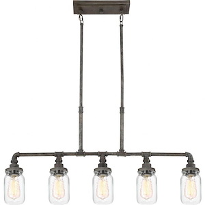 Squire Linear Chandelier 5 Light Steel - 19 Inches high