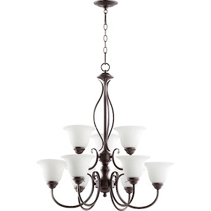 Spencer - 9 Light 2-Tier Chandelier in Quorum Home Collection style - 29 inches wide by 31 inches high