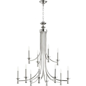 Rossington - Twelve Light Chandelier in Quorum Home Collection style - 31.5 inches wide by 37.5 inches high