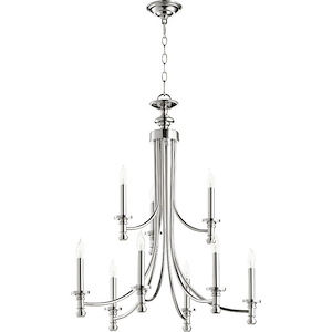 Rossington - 9 Light 2-Tier Chandelier in Quorum Home Collection style - 27 inches wide by 23.5 inches high - 1218346