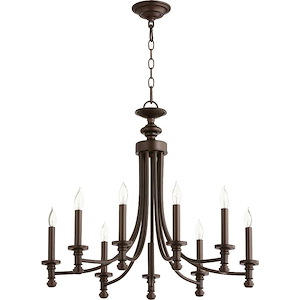 Rossington - 9 Light 2-Tier Chandelier in Quorum Home Collection style - 27 inches wide by 23.5 inches high - 616637
