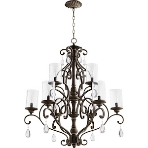 San Miguel - 9 Light 2-Tier Chandelier in Transitional style - 32 inches wide by 37 inches high