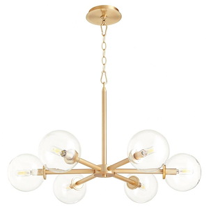 Rovi - 6 Light Chandelier In Mid-Century Modern Style-14 Inches Tall and 30 Inches Wide
