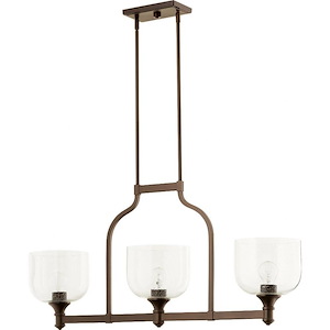 Richmond - 3 Light Island Uplight Linear Pendant in Quorum Home Collection style - 8 inches wide by 18 inches high - 1218705
