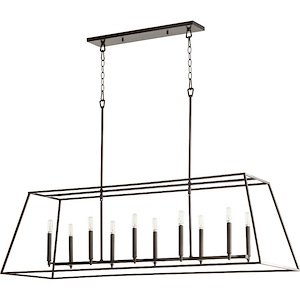 Gabriel - Ten Light Linear Pendant in Quorum Home Collection style - 17 inches wide by 16.25 inches high - 906667