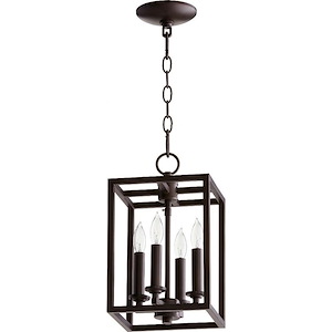 Cuboid - 4 Light Large Entry Pendant in Quorum Home Collection style - 11 inches wide by 17 inches high - 1218400