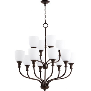 Richmond - Twelve Light 2-Tier Chandelier in Quorum Home Collection style - 34 inches wide by 35.5 inches high