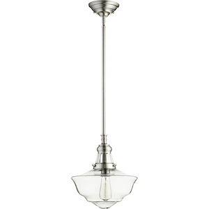 1 Light Schoolhouse Pendant in Transitional style - 12 inches wide by 16 inches high