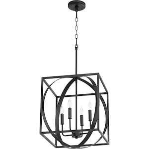 4 Light Cube/Sphere Pendant in Soft Contemporary style - 15.5 inches wide by 19.5 inches high