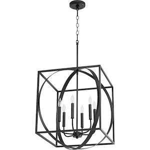 6 Light Cube/Sphere Pendant in Soft Contemporary style - 18 inches wide by 23.75 inches high