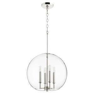4 Light Globe Pendant in Crystal style - 16 inches wide by 18.25 inches high