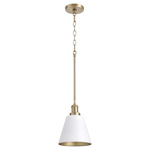 1 Light Cone Pendant in Transitional style - 8 inches wide by 9.75 inches high