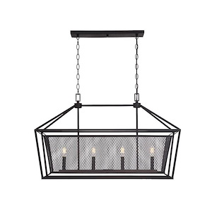 4 Light Linear Chandelier-Industrial Style with Rustic and Farmhouse Inspirations-22 inches tall by 13 inches wide
