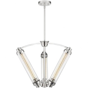 3 Light Chandelier-Transitional Style with Industrial Inspirations-18 inches tall by 23.75 inches wide