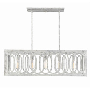 5 Light Linear Chandelier-Traditional Style with Shabby Chic and Coastal Inspirations-12.2 inches tall by 12.25 inches wide