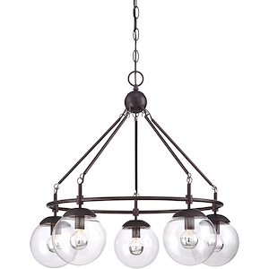 5 Light Chandelier-Mid-Century Modern Style with Contemporary and Eclectic Inspirations-22.5 inches tall by 25 inches wide