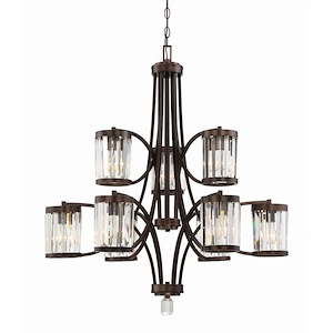 9 Light Chandelier-Traditional Style with Transitional Inspirations-36.5 inches tall by 32.5 inches wide - 1146695
