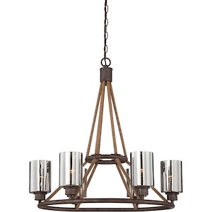 6 Light Chandelier-Industrial Style with Rustic and Farmhouse Inspirations-28 inches tall by 28 inches wide