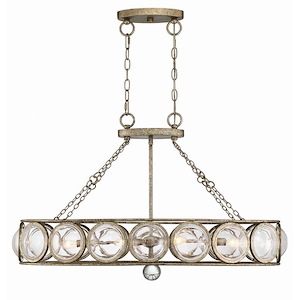 6 Light Linear Chandelier-Glam Style with Mid-Century Modern and Vintage Inspirations-21 inches tall by 18.5 inches wide