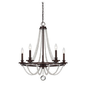 5 Light Chandelier-Shabby Chic Style with Transitional and Eclectic Inspirations-27.5 inches tall by 24 inches wide