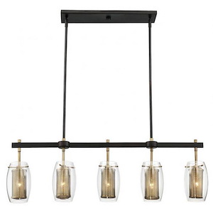 5 Light Linear Chandelier-Industrial Style with Contemporary and Modern Inspirations-12.5 inches tall by 40 inches wide - 688530