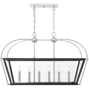6 Light Linear Chandelier-Traditional Style with Transtional and Contemporary Inspirations-22 inches tall by 16 inches wide