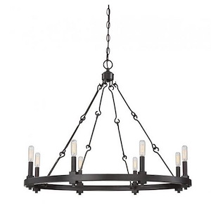 8 Light Chandelier-Farmhouse Style with Industrial Inspirations-26 inches tall by 32 inches wide - 1148265