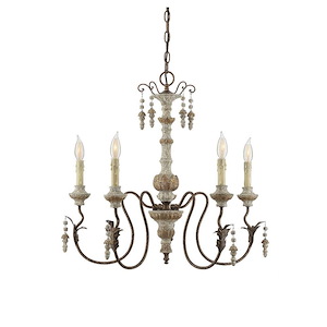 5 Light Chandelier-Shabby Chic Style with Farmhouse and Rustic Inspirations-24 inches tall by 26 inches wide