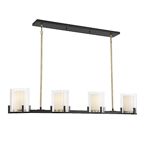 Eaton - 4 Light Linear Chandelier In Contemporary Style-7.5 Inches Tall And 7 Inches Wide