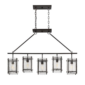 5 Light Linear Chandelier-Rustic Style with Transitional and Industrial Inspirations-30.25 inches tall by 7 inches wide - 495936