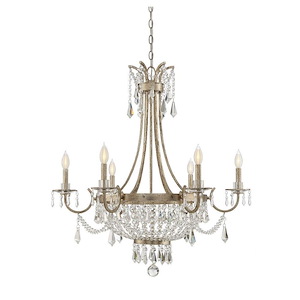 6 Light Chandelier-Traditional Style with Bohemian Inspirations-35 inches tall by 33 inches wide