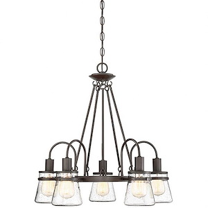 5 Light Outdoor Chandelier-Rustic Style with Modern Farmhouse and Transitional Inspirations-24 inches tall by 23.75 inches wide