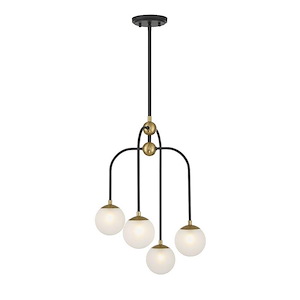 Couplet - 4 Light Chandelier In Mid-Century Modern Style-22 Inches Tall and 16 Inches Wide