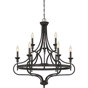9 Light Chandelier-Traditional Style with Transitional and Farmhouse Inspirations-37 inches tall by 32 inches wide - 600179