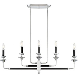 5 Light Linear Chandelier-Traditional Style with Transitional and Eclectic Inspirations-14 inches tall by 3 inches wide - 1217263