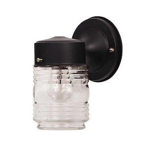 1 Light Jelly Jar Outdoor Wall Lantern-Traditional Style with Transitional Inspirations-8 inches tall by 5 inches wide