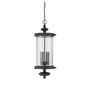 4 Light Outdoor Hanging Lantern-Transitional Style with Rustic and Modern Farmhouse Inspirations-30 inches tall by 12.5 inches wide - 882132