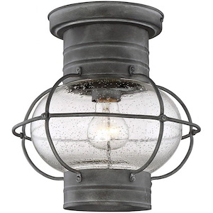 1 Light Outdoor Flush Mount-Nautical Style with Modern Farmhouse and Rustic Inspirations-9.5 inches tall by 9.75 inches wide