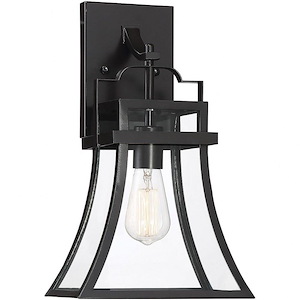 1 Light Outdoor Wall Lantern-Transitional Style with Contemporary and Modern Farmhouse Inspirations-15 inches tall by 9.5 inches wide - 1217270