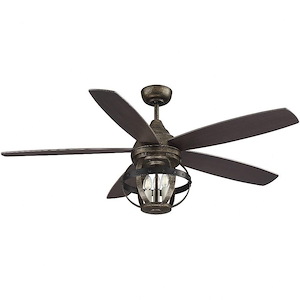 5 Blade Ceiling Fan with Light Kit-Transitional Style with Farmhouse and Transitional Inspirations-16.1 inches tall by 52 inches wide