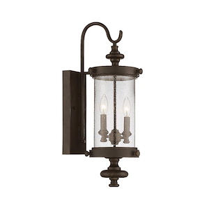 2 Light Outdoor Wall Lantern-Transitional Style with Rustic and Modern Farmhouse Inspirations-24 inches tall by 7.5 inches wide