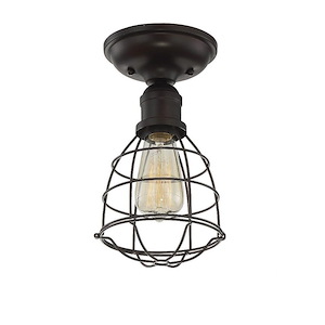 1 Light Semi-Flush Mount-Industrial Style with Rustic Inspirations-10.5 inches tall by 5.75 inches wide - 496004
