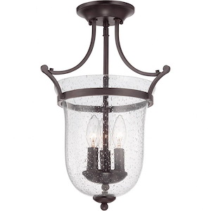 3 Light Semi-Flush Mount-Traditional Style with Transition Inspirations-16.25 inches tall by 12 inches wide