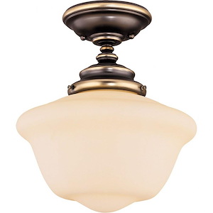 1 Light Semi-Flush Mount-Traditional Style with Industrial and Shabby Chic Inspirations-11.38 inches tall by 10 inches wide